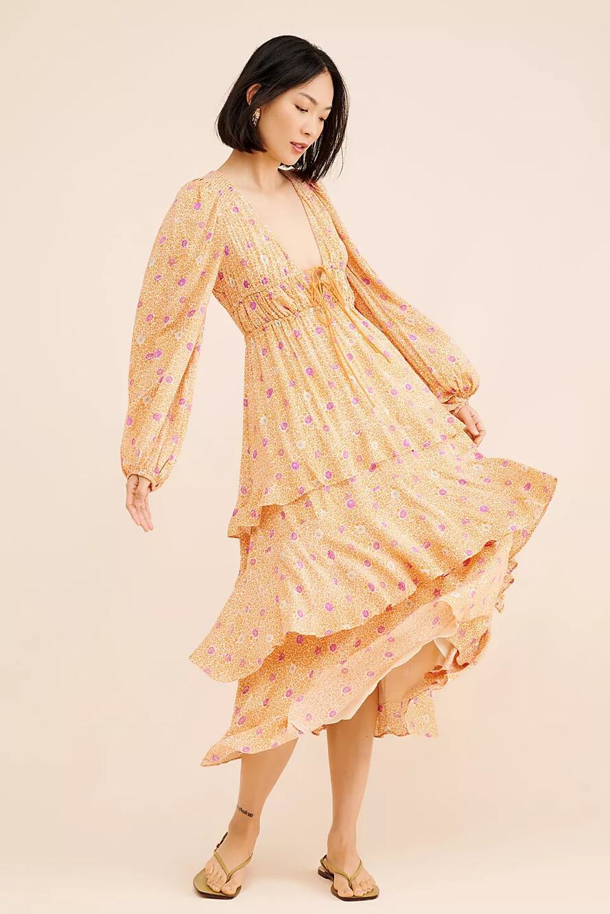 NWT Free People FP Movement Tried And True Maxi Dress Yellow Size Small